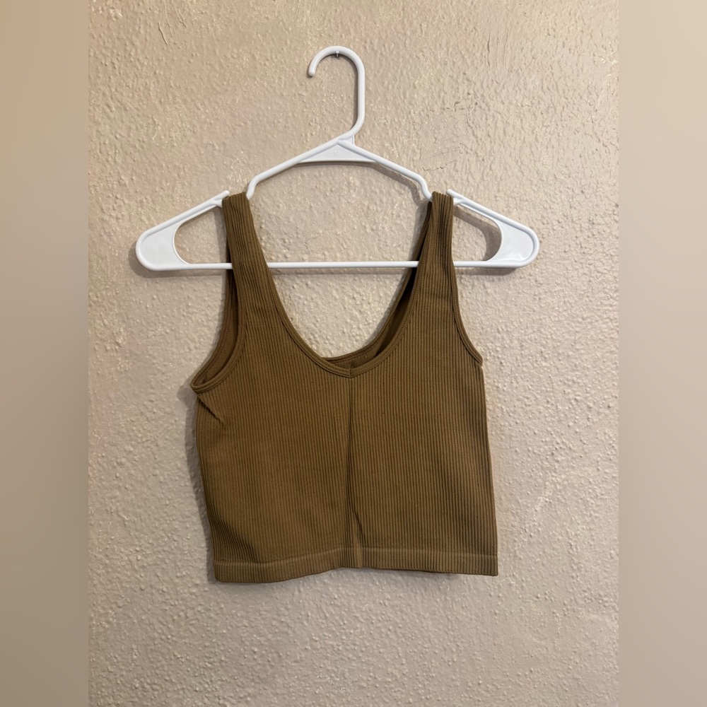 BKE Ribbed Brown Tank Top